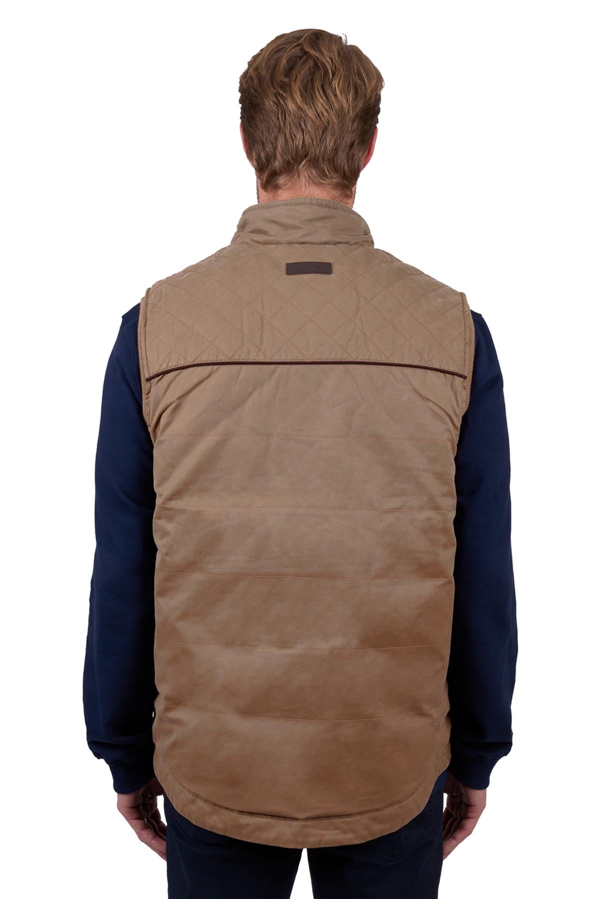Thomas Cook Mens Stan Faux Oilskin Vest in Camel