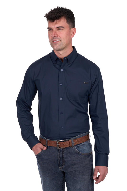Wrangler Mens Brad LS Shirt in Navy