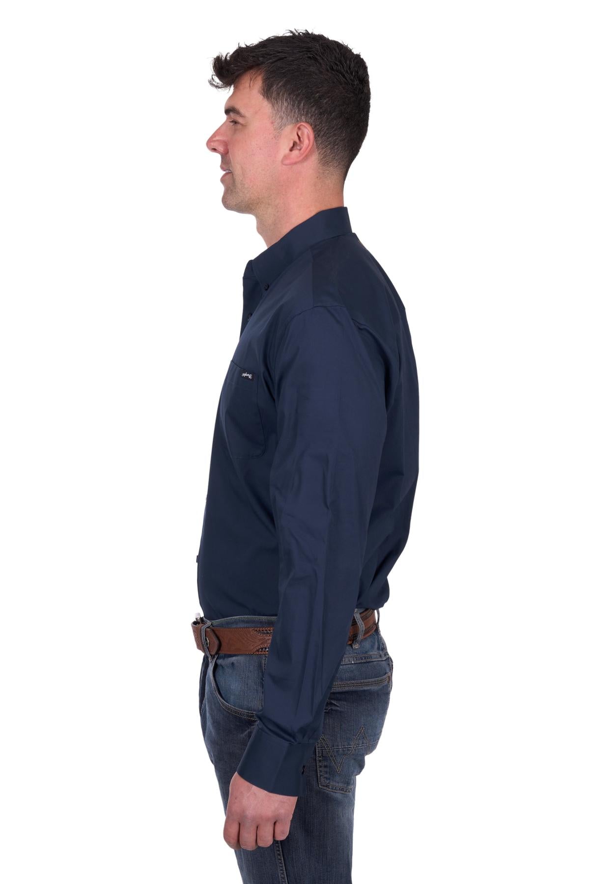 Wrangler Mens Brad LS Shirt in Navy