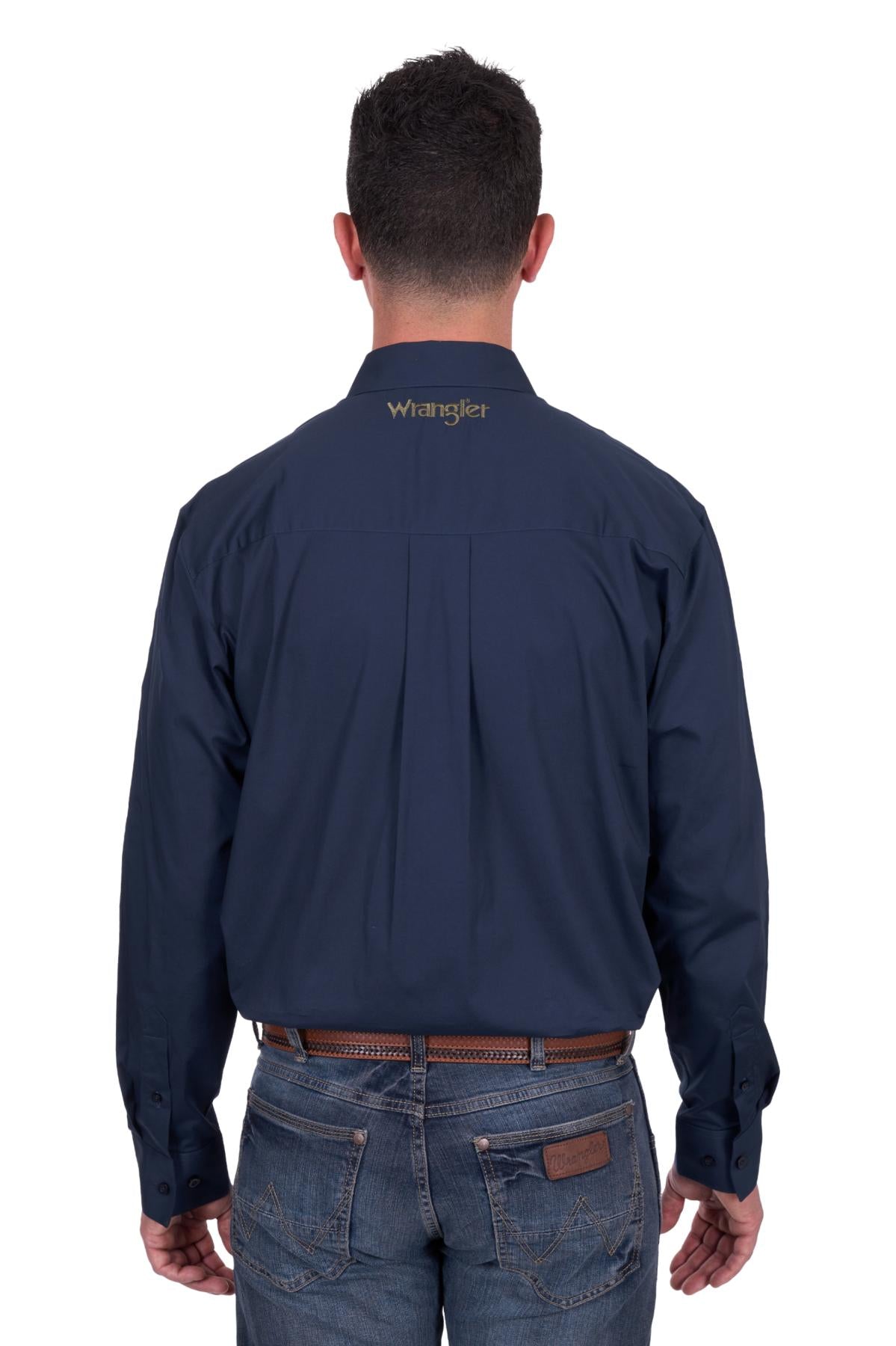 Wrangler Mens Brad LS Shirt in Navy