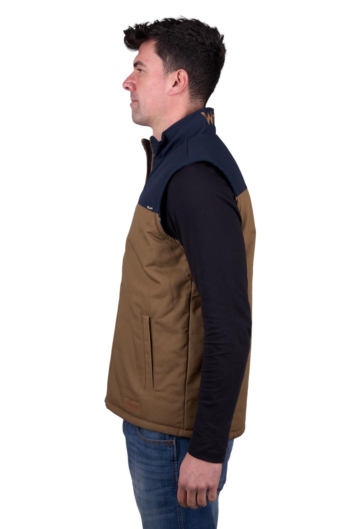 Wrangler Mens Koda Reversible Vest in Tan/Navy