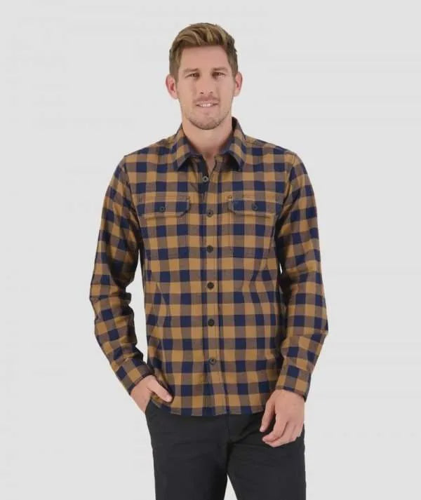 Swanndri Mens Taranaki Tailor Shirt Cashew/Navy