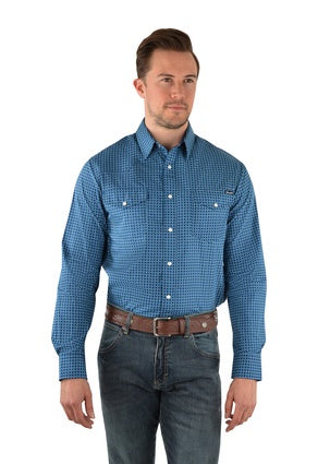 WranglerSmithPrintWesternMnsLSShirt