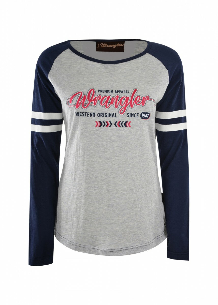 Wrangler Womens Tess L/S Baseball Tee Grey