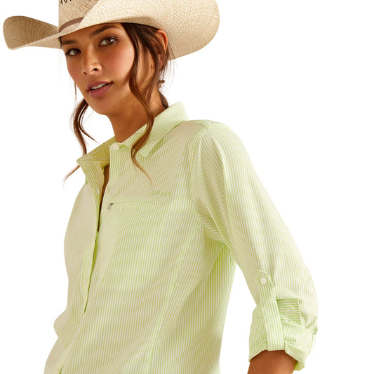 Ariat Womens VentTEK Stretch LS Shirt Lime Stripe