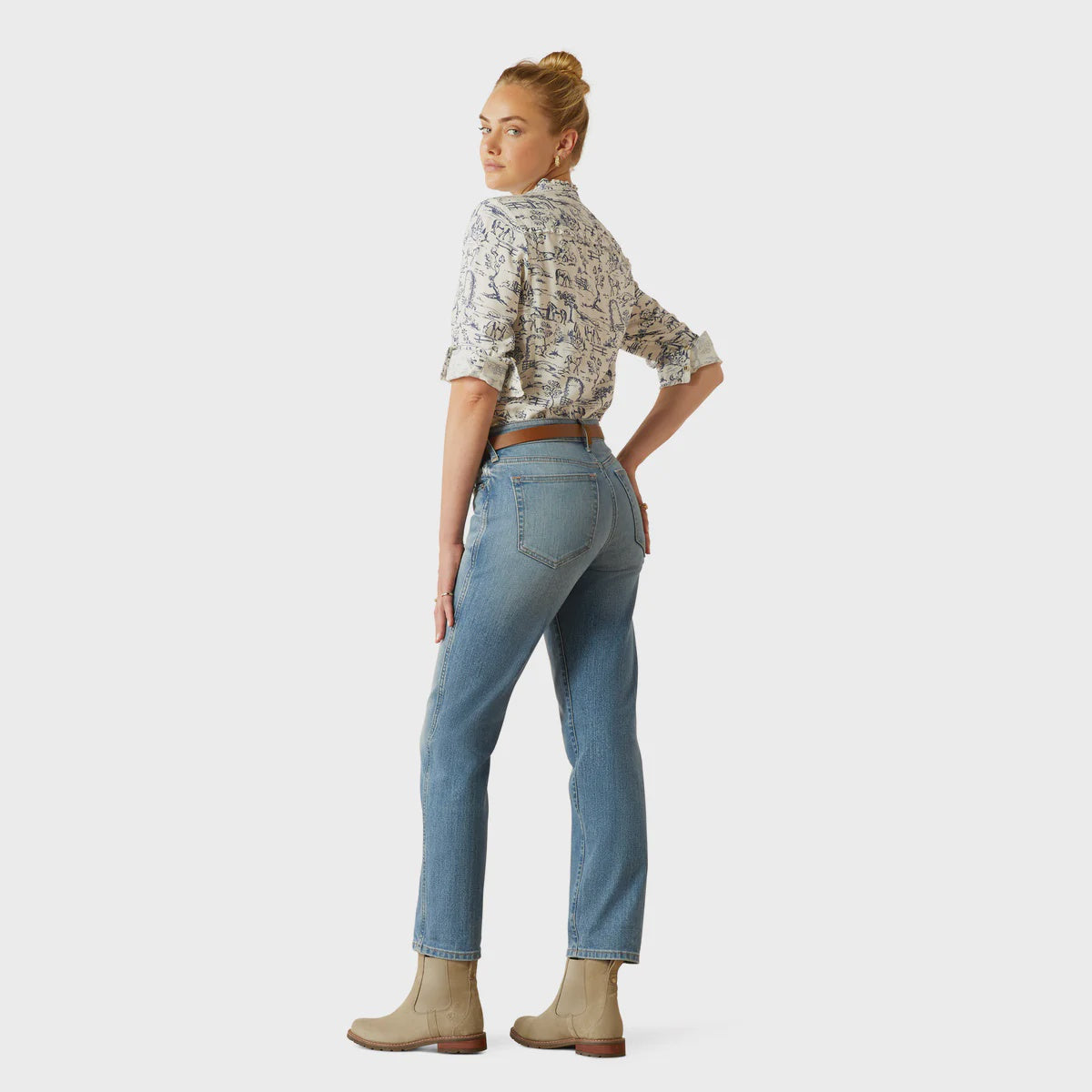 Ariat Women's High Rise Bridle Slim Straight Jeans in Abeline