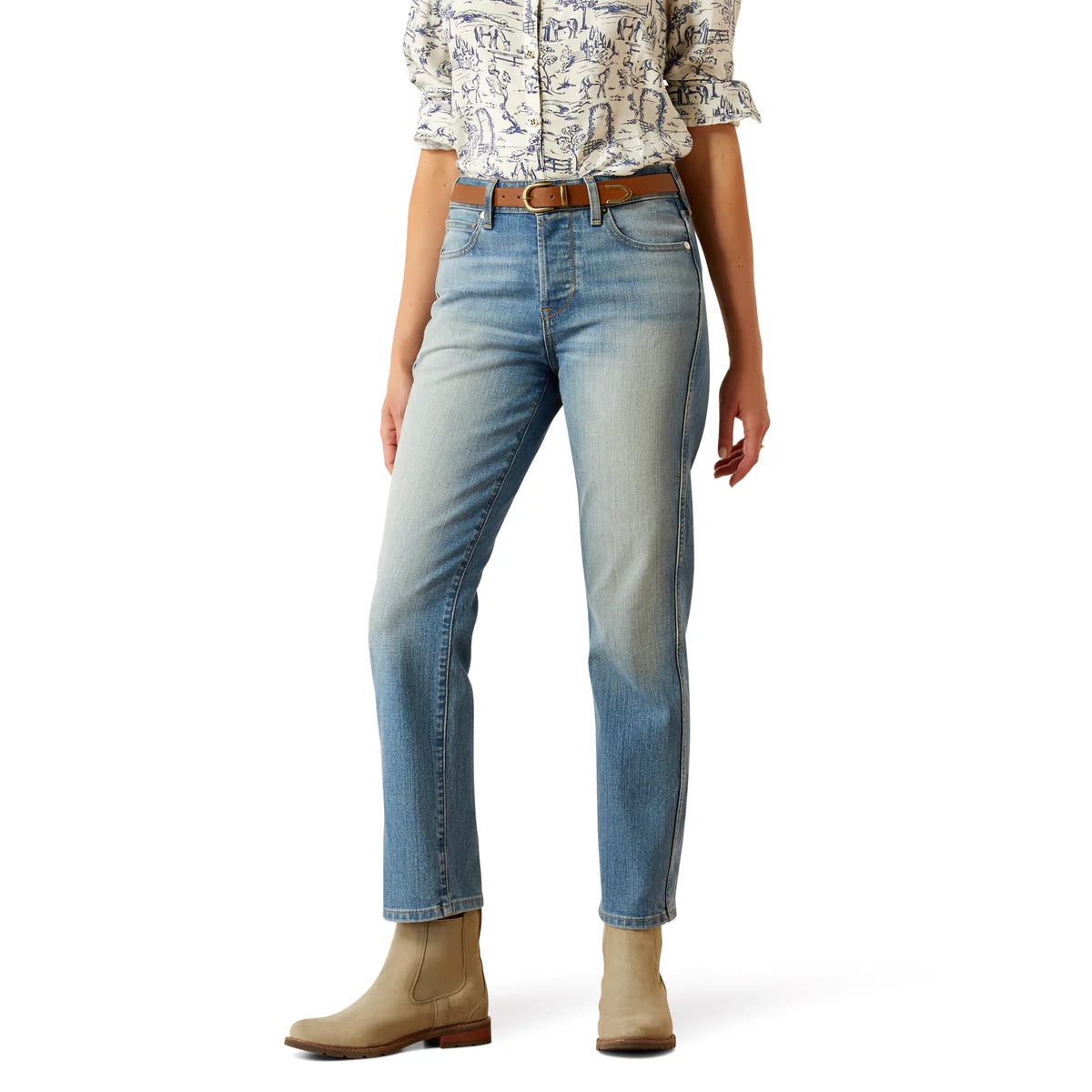 Ariat Women's High Rise Bridle Slim Straight Jeans in Abeline