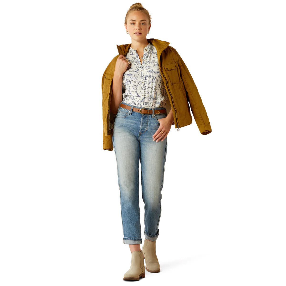 Ariat Women's High Rise Bridle Slim Straight Jeans in Abeline