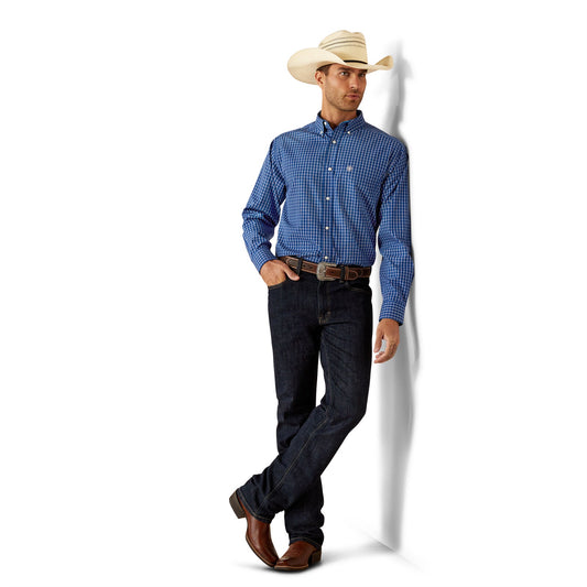 Ariat Mens Wrinkle Free Blair Classic Fit LS Shirt in Navy