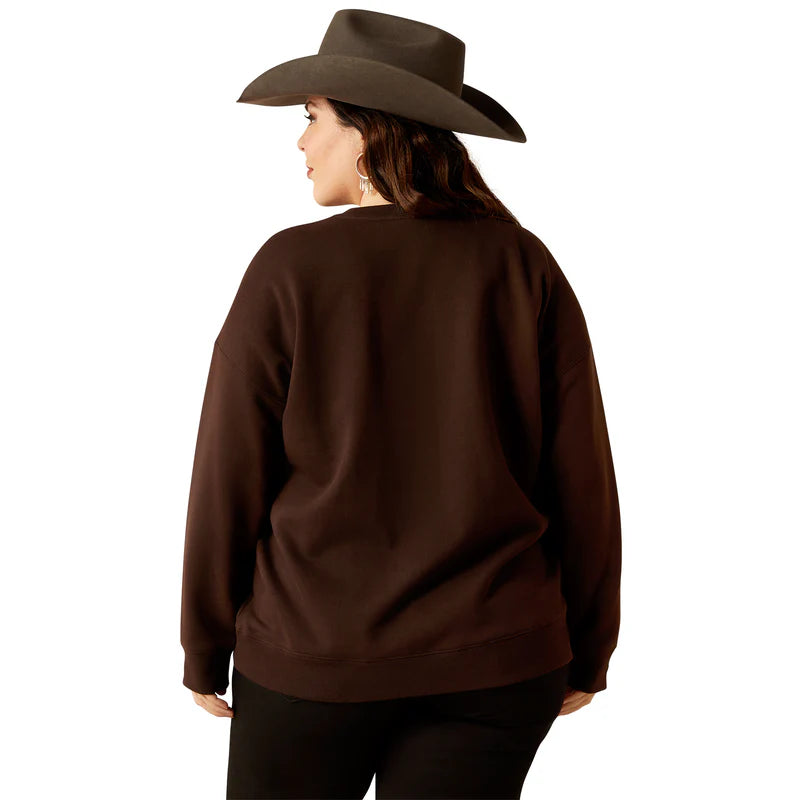 Ariat Womens Taurus Oversized Crew Sweatshirt in Mole