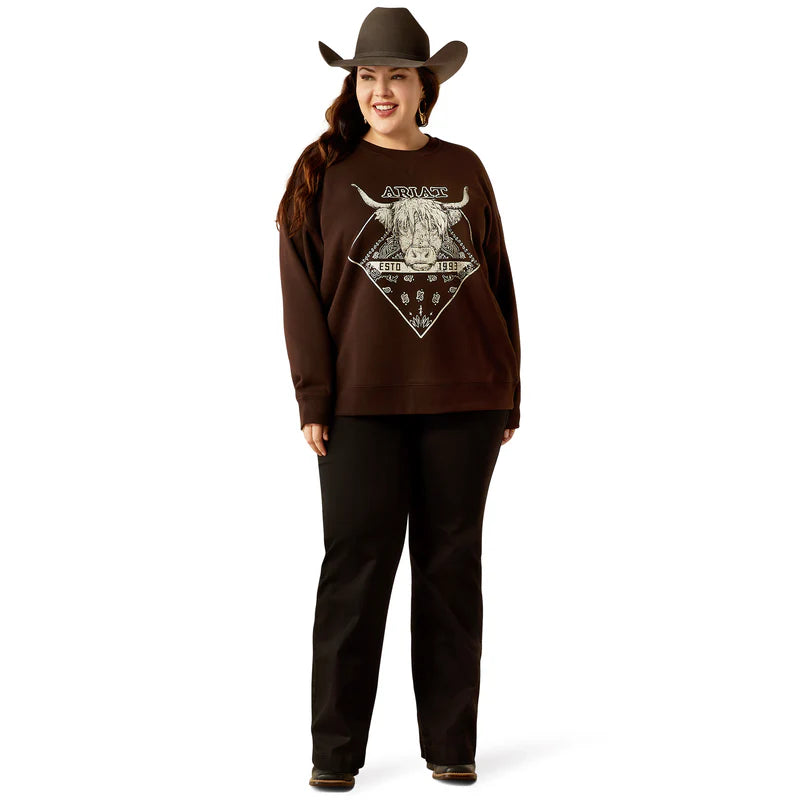 Ariat Womens Taurus Oversized Crew Sweatshirt in Mole
