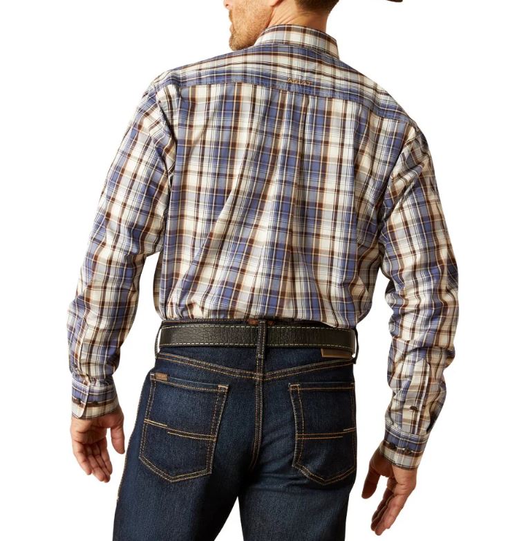 Ariat Mens Pro Series Cameron LS Shirt in Grey Blue