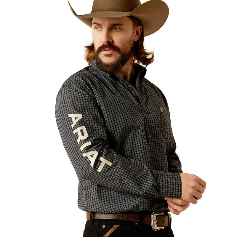 Ariat Mens Pro series Team Otto Long Sleeved Shirt in Black/Khaki