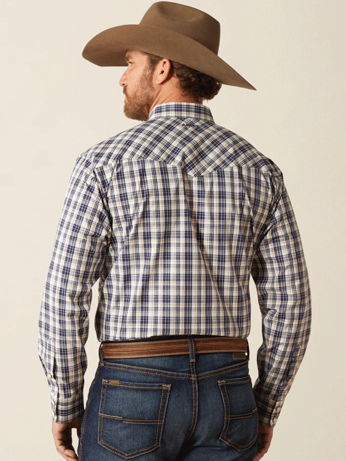 Ariat Mens Pro Series Caine LS Shirt in Navy