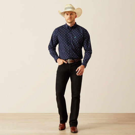 Ariat Mens Jacobi Classic Fit LS Shirt in Navy