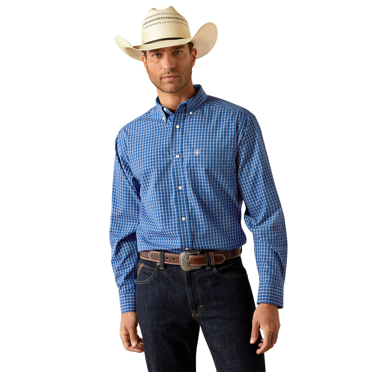Ariat Mens Wrinkle Free Blair Classic Fit LS Shirt in Navy