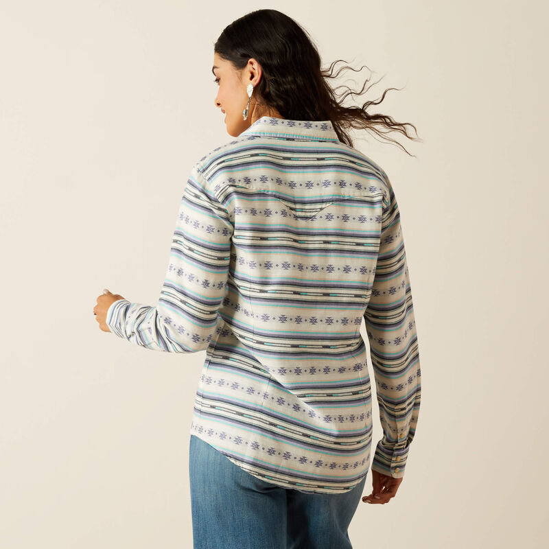 Ariat Womens Seaside Snap LS Shirt in Geo Stream Serape Jacquard