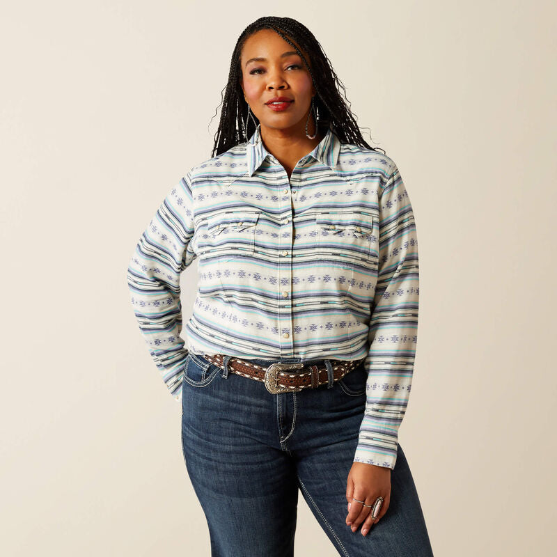 Ariat Womens Seaside Snap LS Shirt in Geo Stream Serape Jacquard