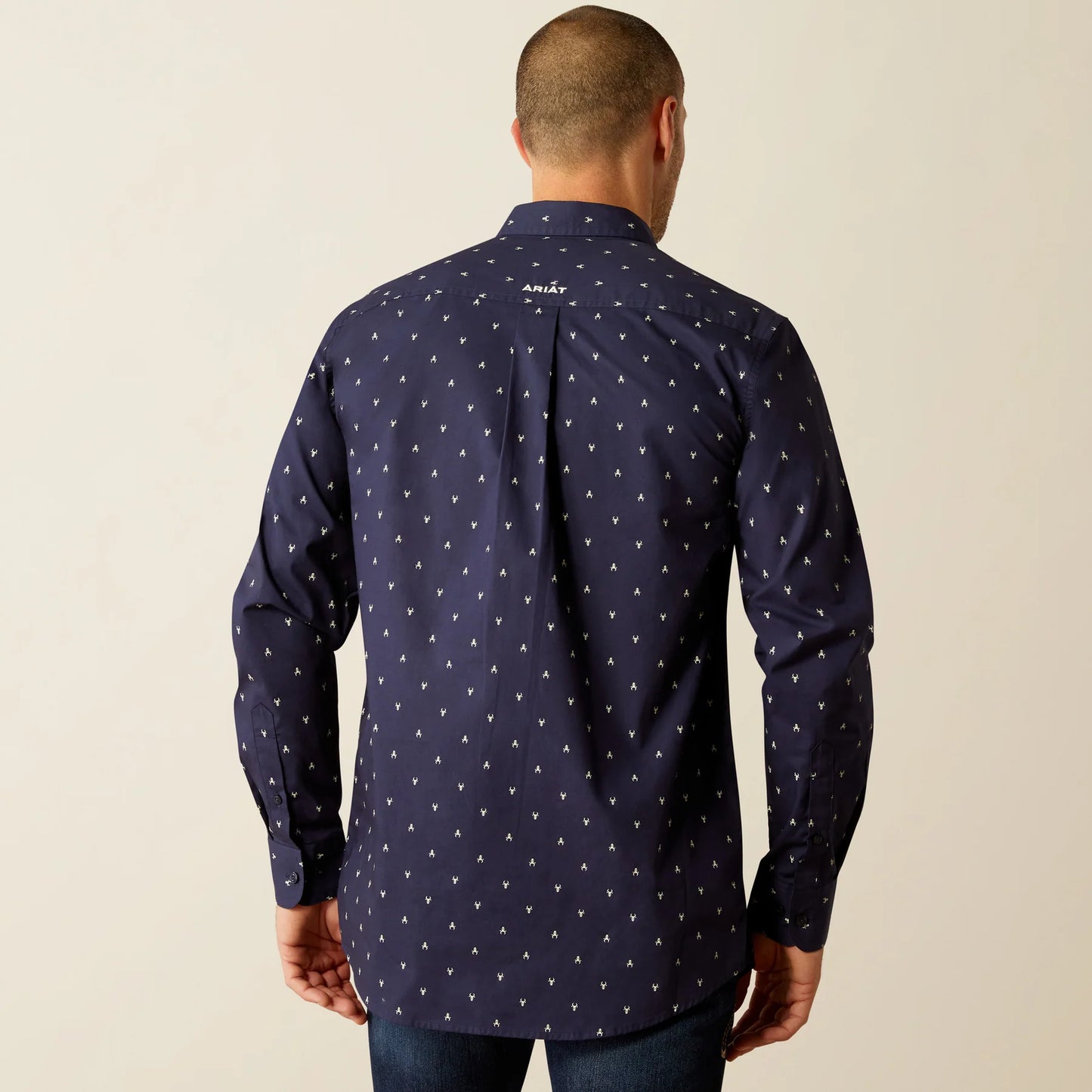 Ariat Mens Cordell Fitted Long Sleeved Shirt in Navy