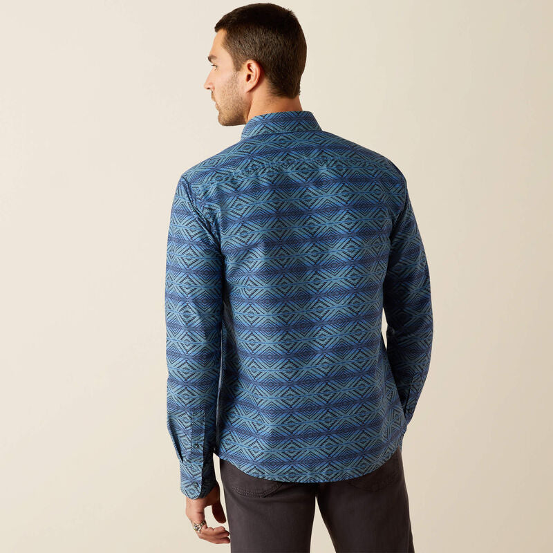 Ariat Mens McKay Modern Fit LS Shirt in Dark Blue