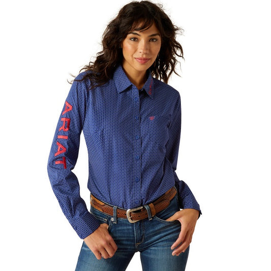 Ariat Womens Wrinkle Resistant 2025 Team Kirby Stretch Long Sleeved Shirt