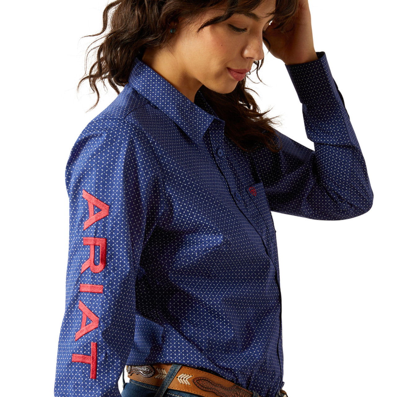 Ariat Womens Wrinkle Resistant 2025 Team Kirby Stretch Long Sleeved Shirt