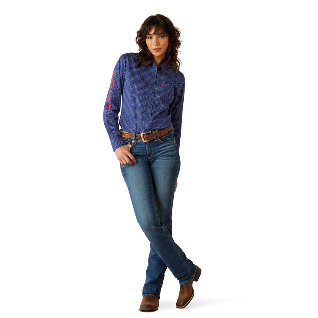 Ariat Womens Wrinkle Resistant 2025 Team Kirby Stretch Long Sleeved Shirt