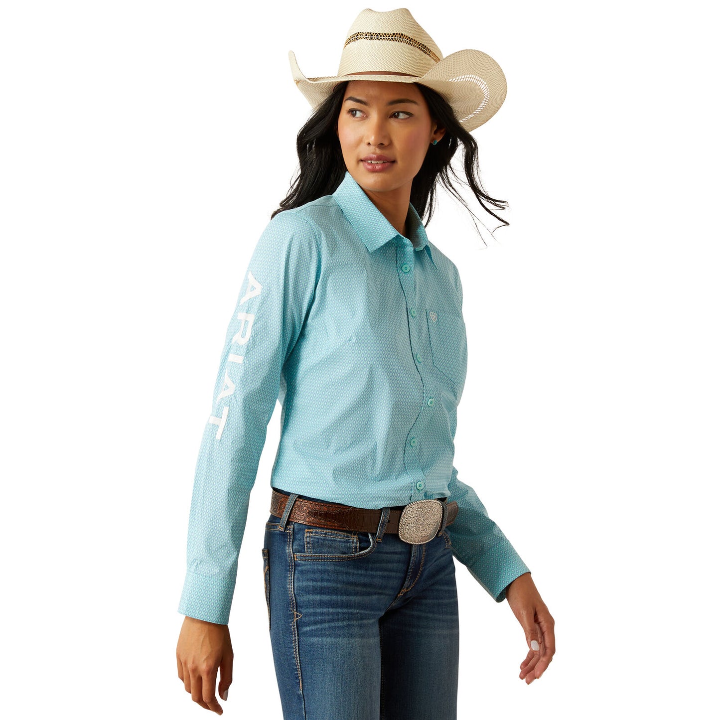 Ariat Womens Wrinkle Resistant 2025 Team Kirby Stretch Long Sleeved Shirt