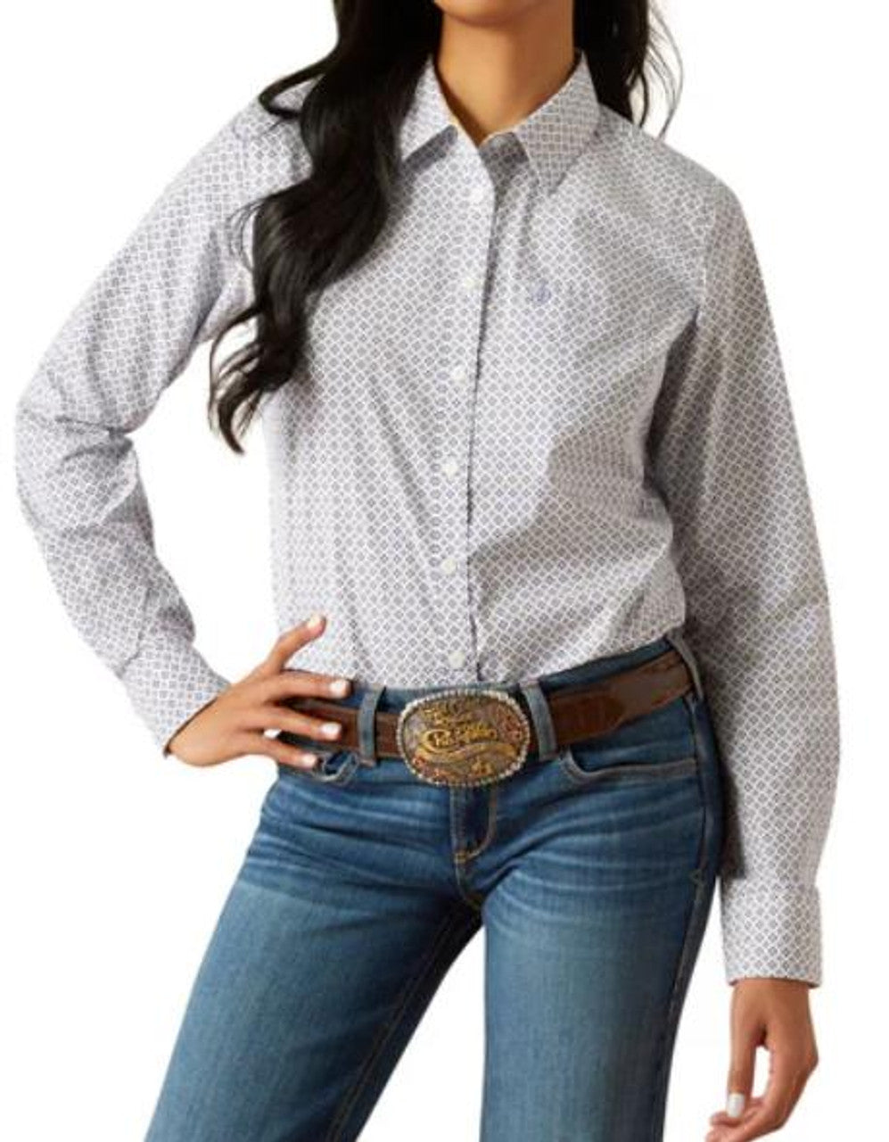 Ariat Womens Wrinkle Resistant 2025 Team Kirby Stretch Long Sleeved Shirt