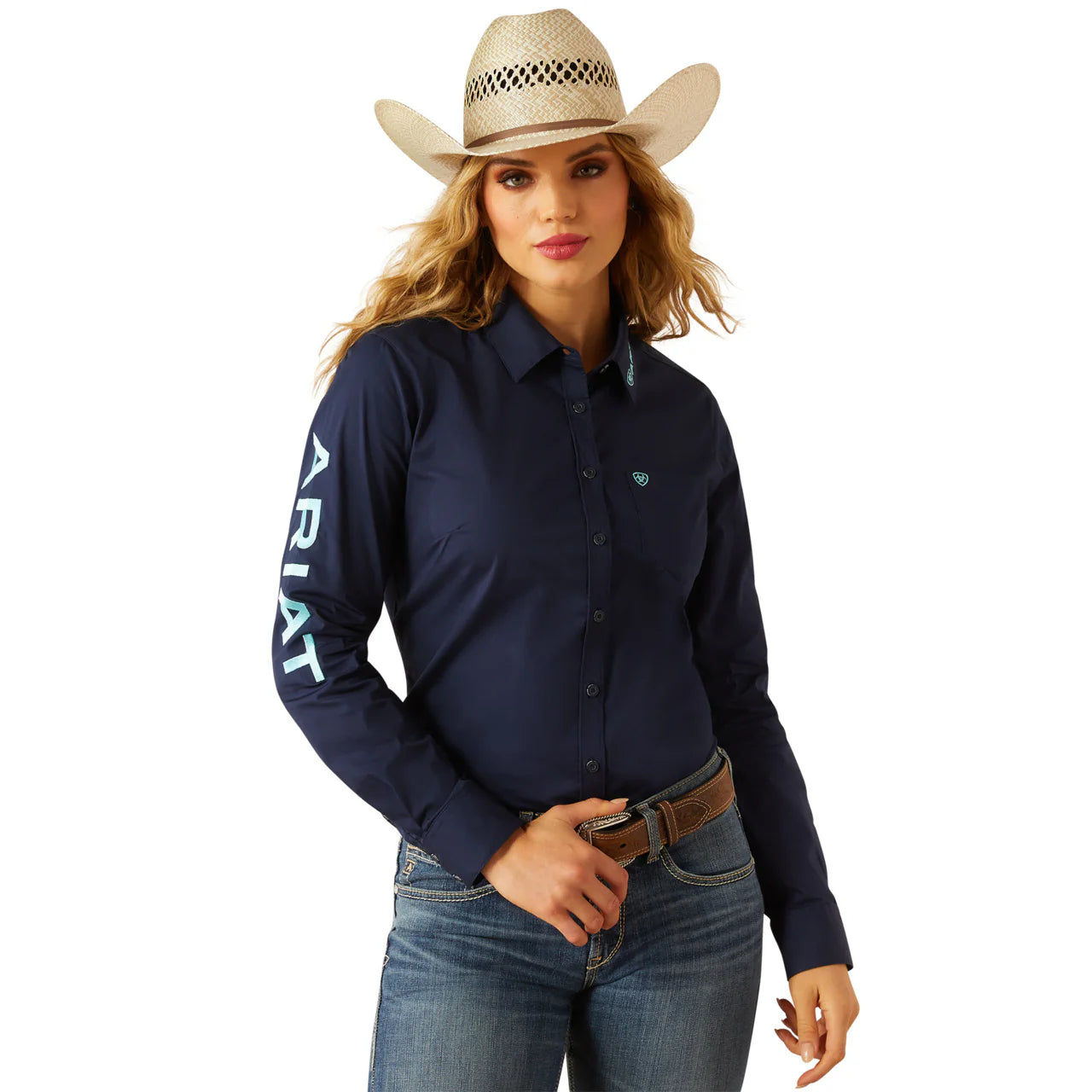 Ariat Womens Wrinkle Resistant 2025 Team Kirby Stretch Long Sleeved Shirt