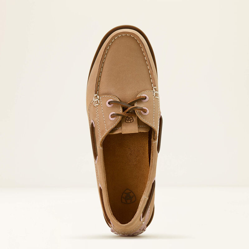 Ariat Womens Antigua Boat Shoe in Natural Tan
