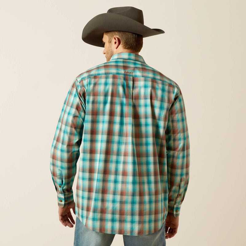 Ariat Mens Pro Series Brooklyn LS Shirt in Aqua Blue