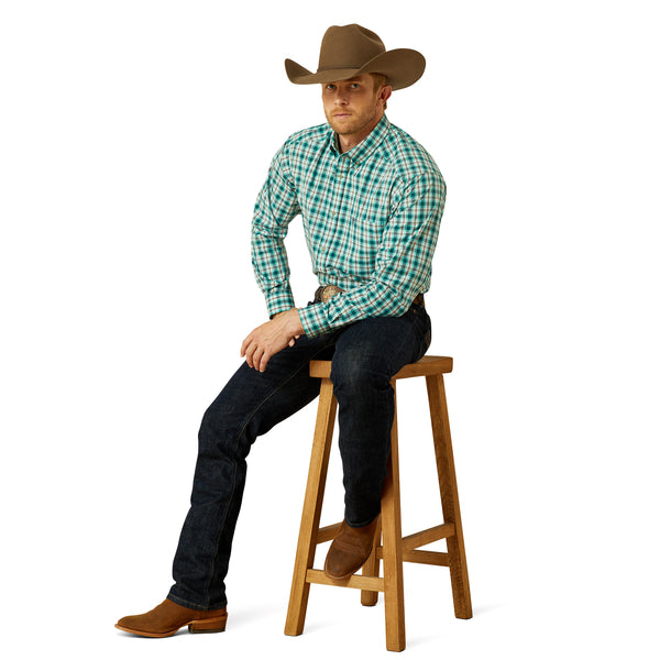 Ariat Mens Pro Series Brayden LS Shirt in Teal