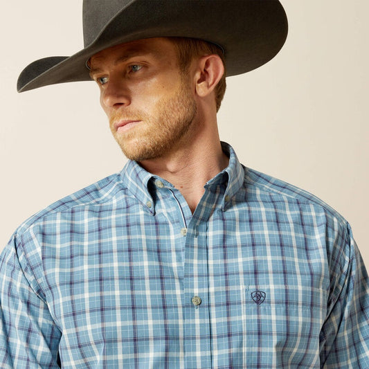 Ariat Mens Pro Series Troy LS Shirt in Blue