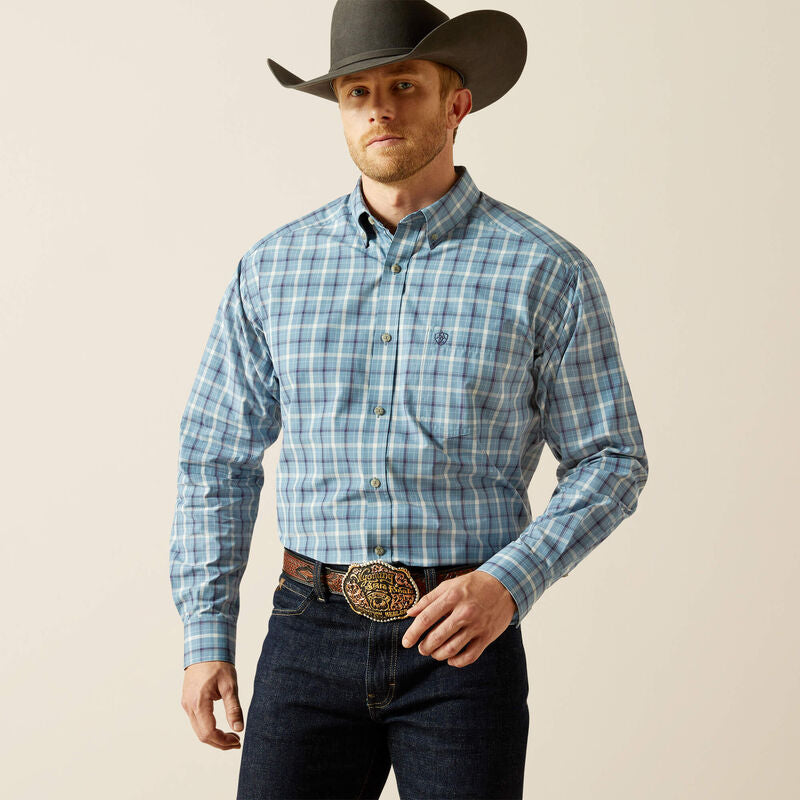 Ariat Mens Pro Series Troy LS Shirt in Blue