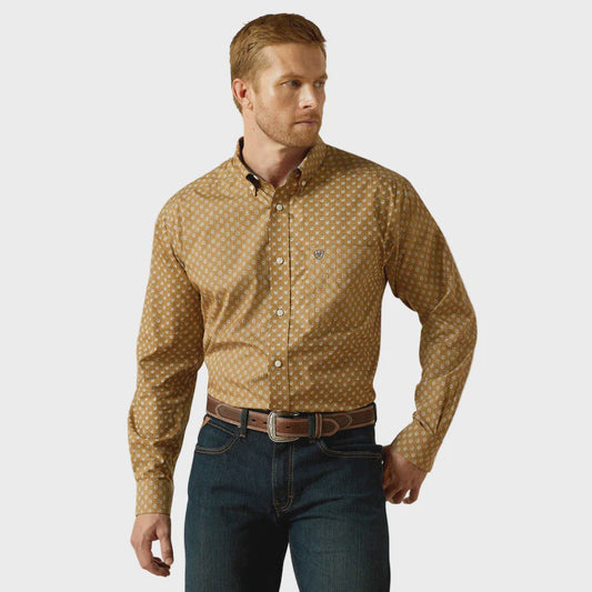Ariat Mens Wrinkle Free Darryl LS Shirt in Khaki