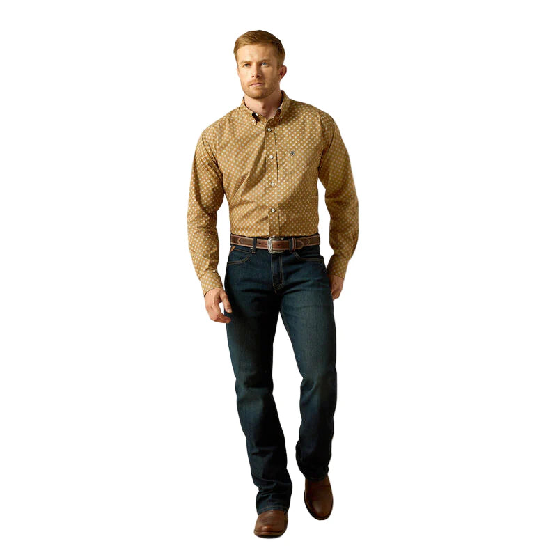 Ariat Mens Wrinkle Free Darryl LS Shirt in Khaki
