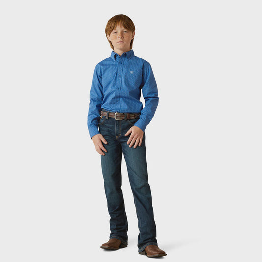Ariat Boys Stratford LS Shirt in Royal Blue
