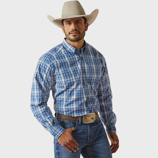 Ariat Mens Pro Series Soloman LS Shirt in Royal Blue