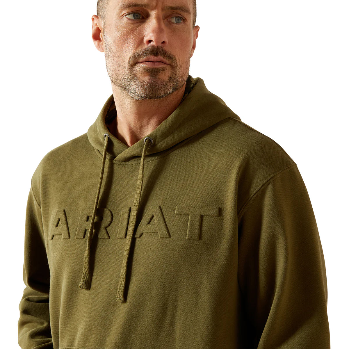 Ariat Mens Embossed Logo Hoodie in Winter Moss