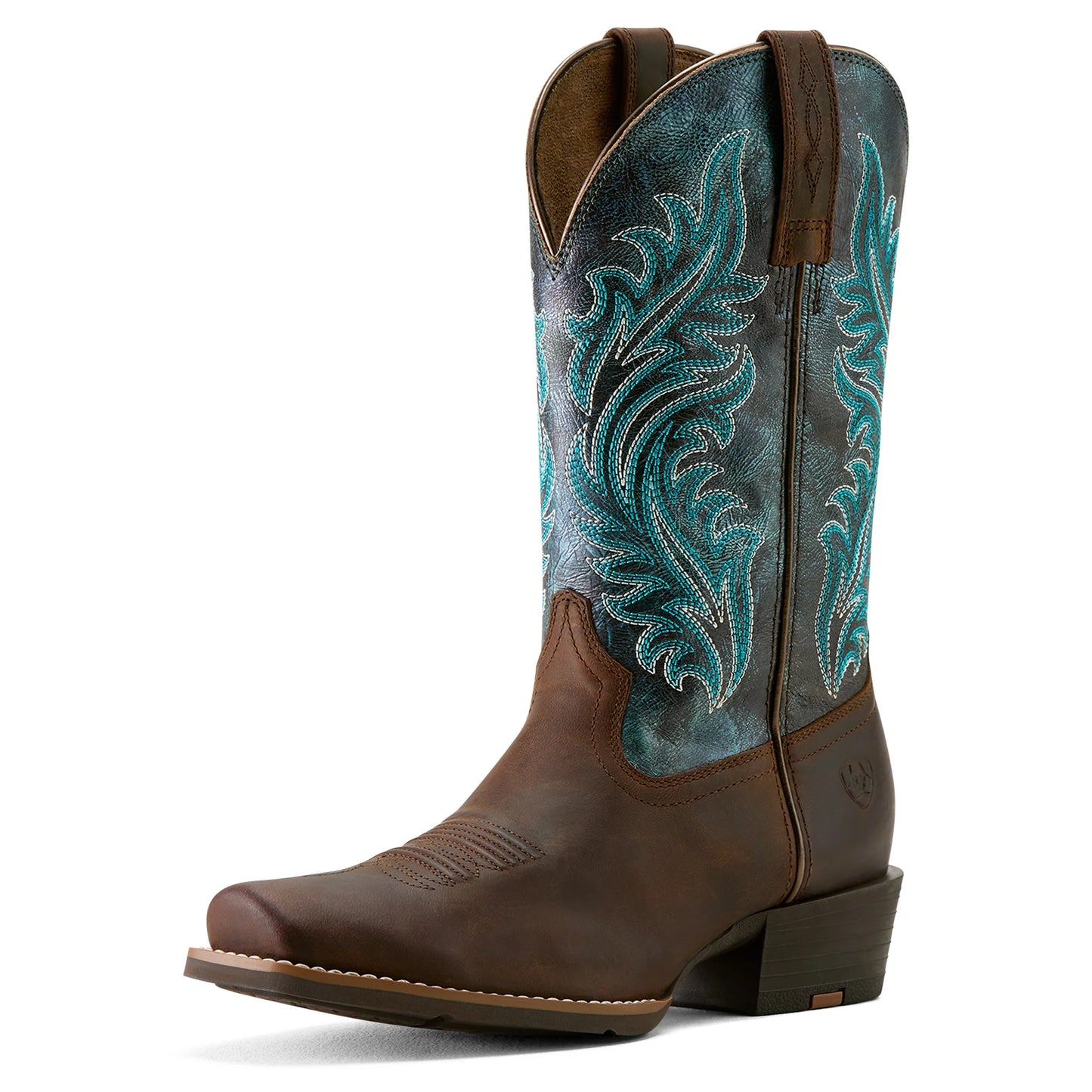 Ariat Womens Round Up Narrow Cutter Toe in Sassy Brown/Ocean wave