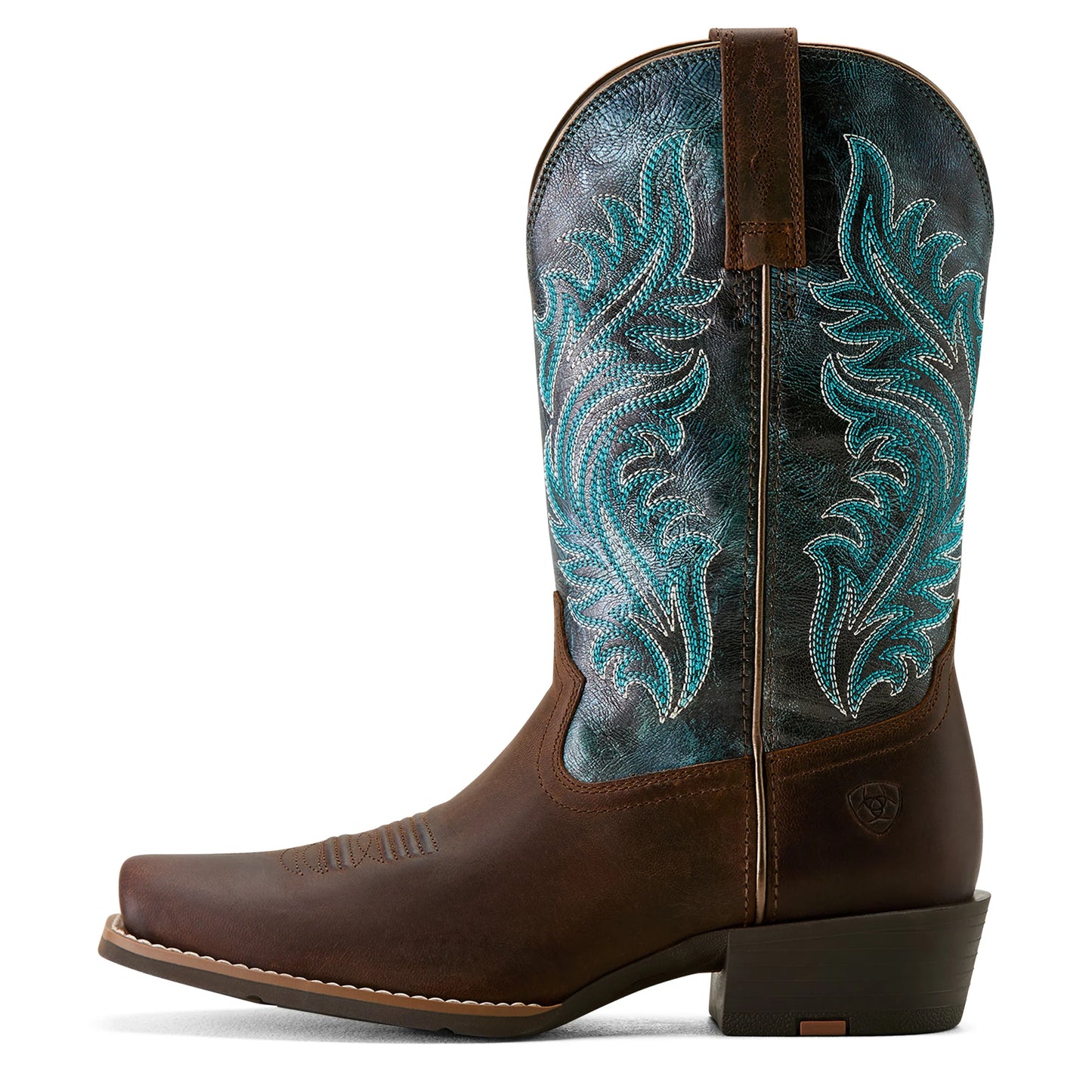 Ariat Womens Round Up Narrow Cutter Toe in Sassy Brown/Ocean wave