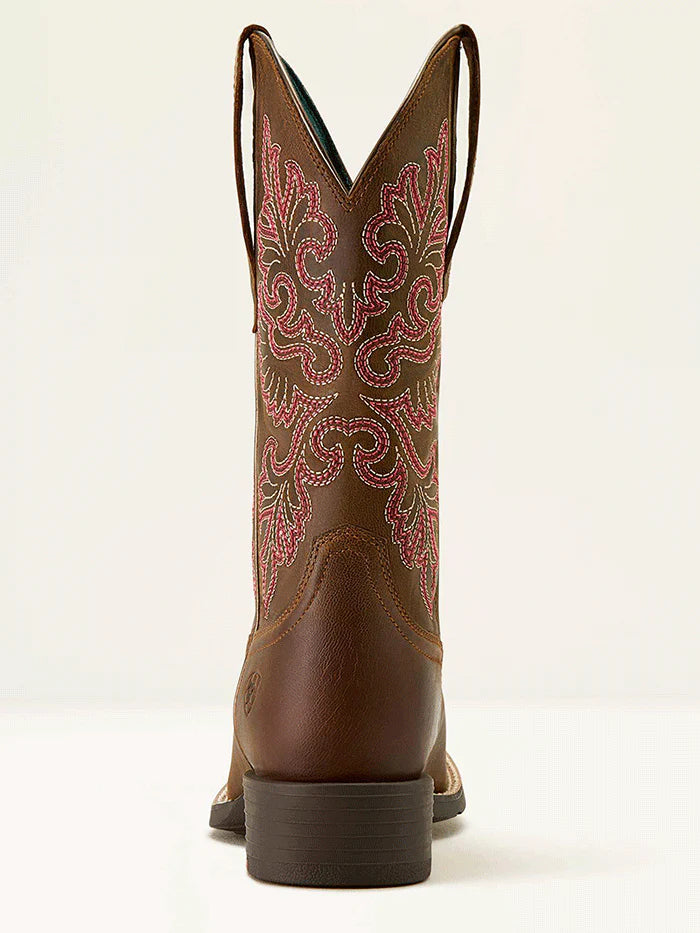 Ariat Womens Round Up Wide Square Toe Stretchfit in Sassy Brown