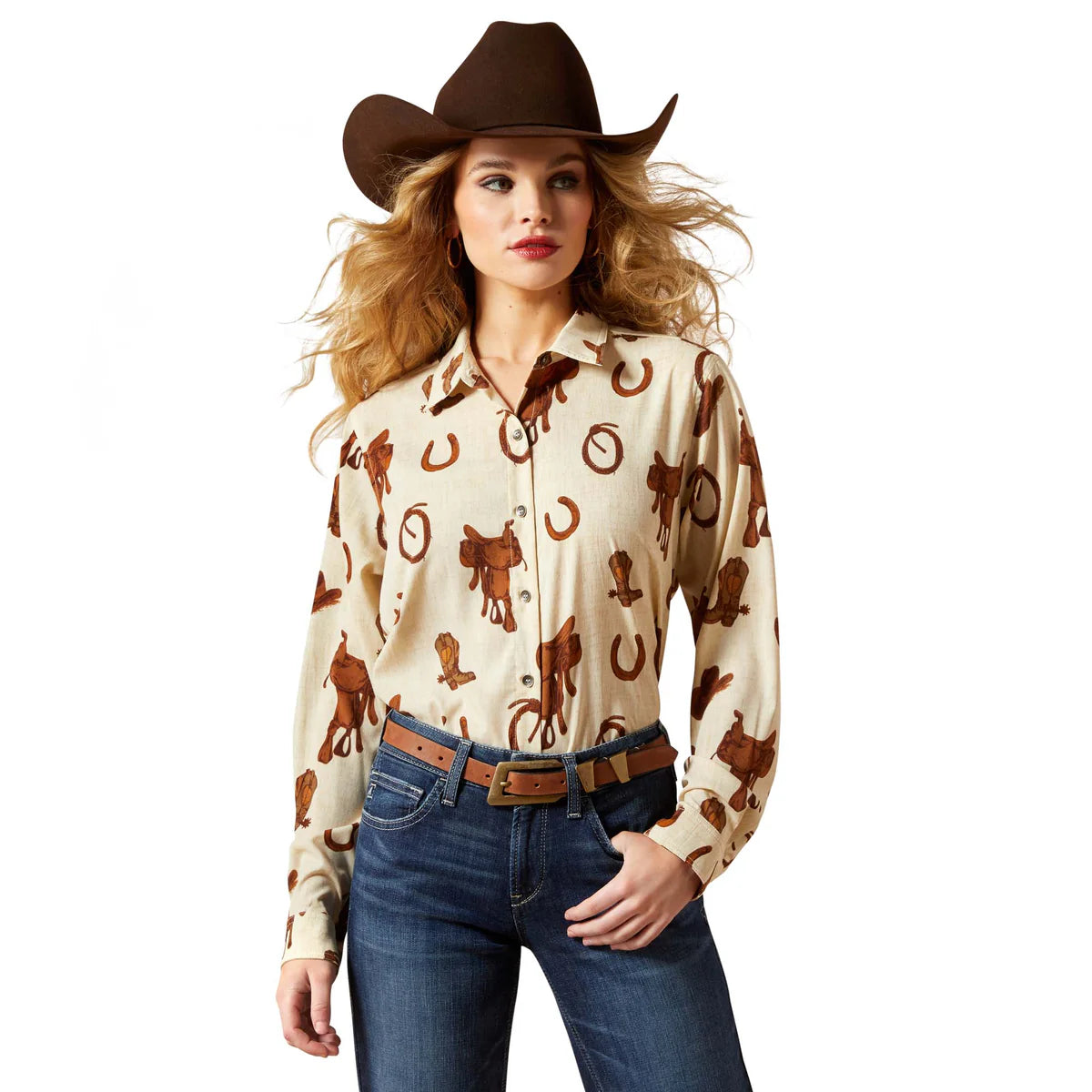 Ariat Womens Homestyle L/S Shirt Rodeo Spur Print