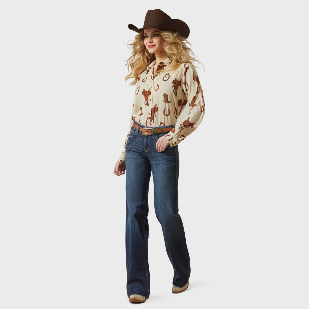 Ariat Womens Homestyle L/S Shirt Rodeo Spur Print