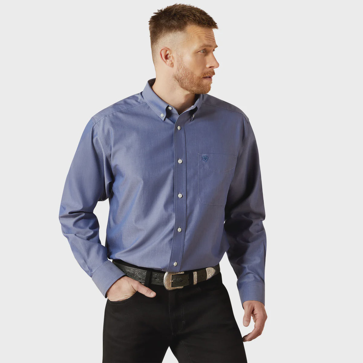 Ariat Mens W/F Solid Pinpoint Oxford L/S Shirt