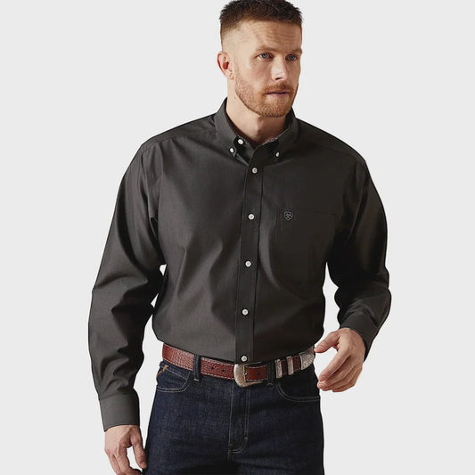 Ariat Mens Wrinkle Free Solid Pinpoint Oxford L/S Shirt