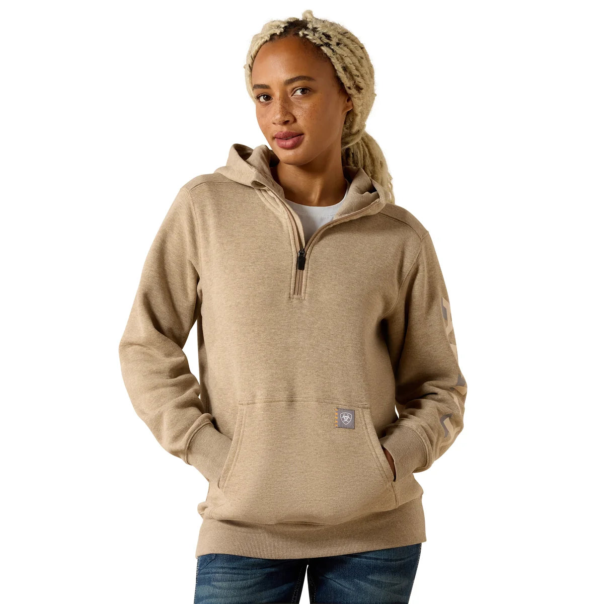 Ariat Womens Rebar Lightweight Logo 1/2 Zip Hoodie