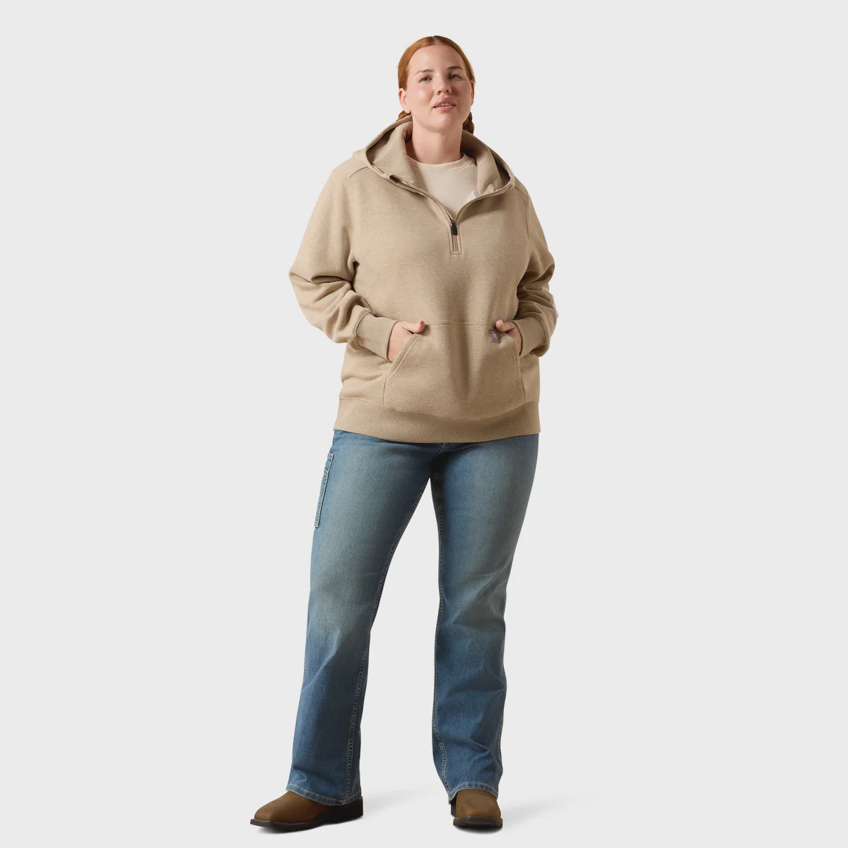 Ariat Womens Rebar Lightweight Logo 1/2 Zip Hoodie