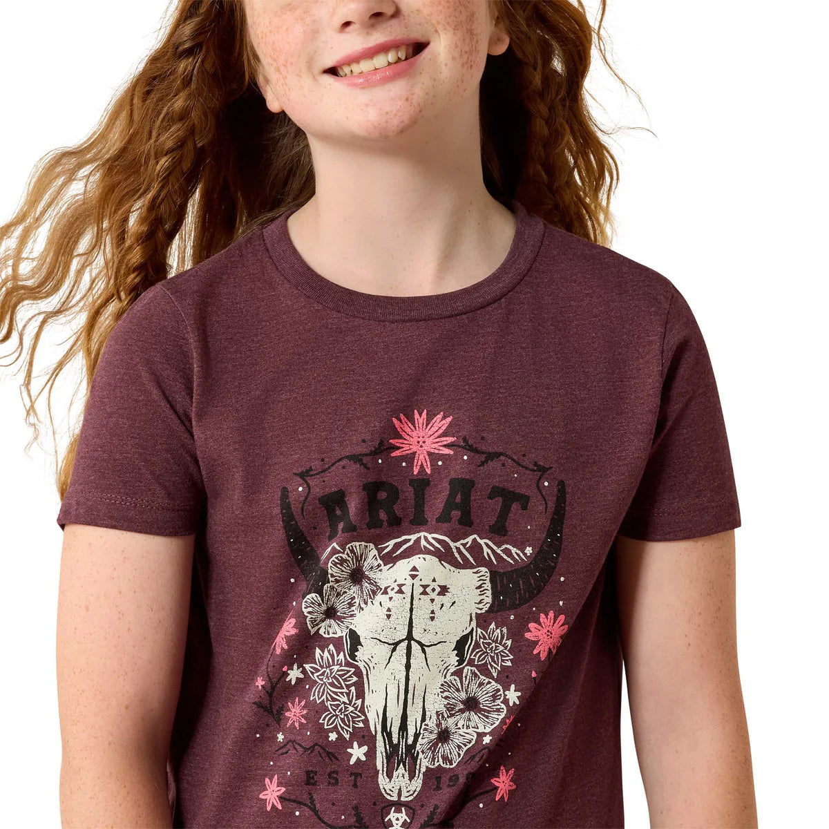 Ariat Girls Skull Florals SS Tee